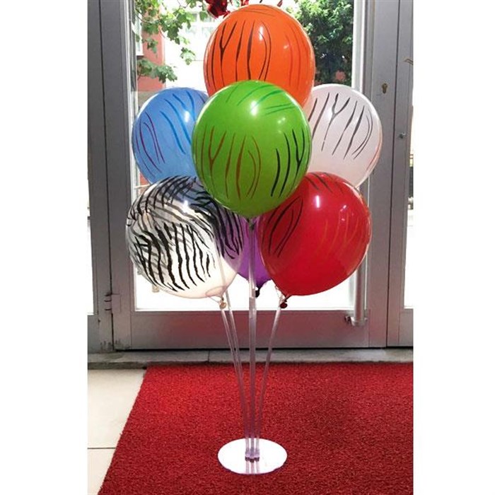 Ayaklı Balon Standı - Karışık Renk Zebra Temalı