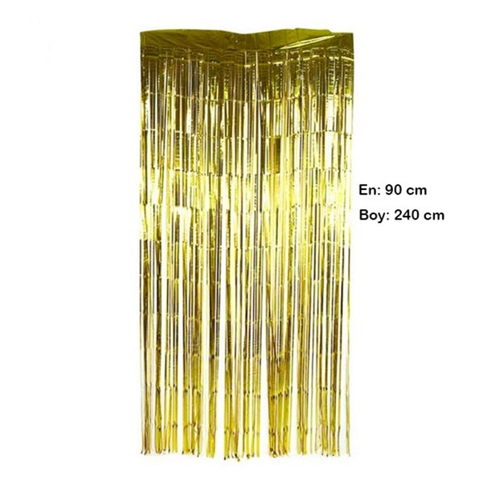 Gold Işıltılı Püsküllü Arka Fon Perdesi 90x200 cm