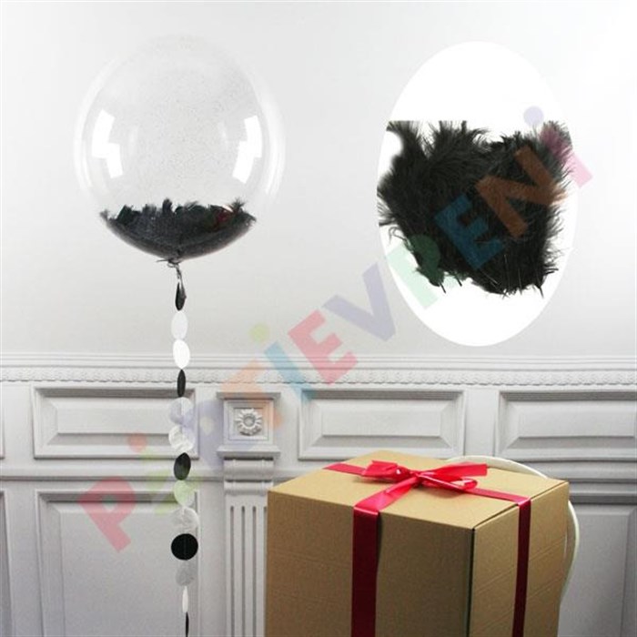 Siyah Şeffaf Balon Tüyü - 100 Adet