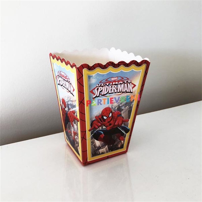 Spiderman Temalı Mısır Popcorn Kutusu - 10 Adet