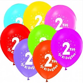 2 Yaş Karışık Renk Balon - 5 Adet