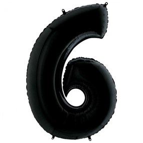 6 Rakam Siyah Folyo Balon - 1 Metre