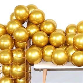 Altın Krom Kaplı Metalik Balon - 5 Adet