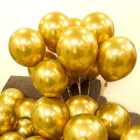 Altın Krom Kaplı Metalik Balon - 5 Adet