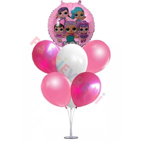 Ayaklı Balon Standı - LOL Bebek Pembe Balonlu