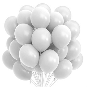 Beyaz Baskısız Lateks Balon - 5 Adet