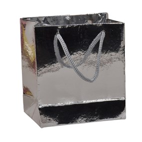Gümüş Hediyelik Karton Çanta - 11 cm x 11 cm
