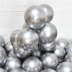 Gümüş Krom Kaplı Metalik Balon - 5 Adet
