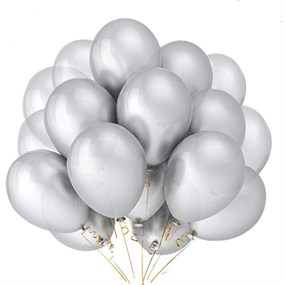 Gümüş Metalik Baskısız Lateks Balon - 5 Adet