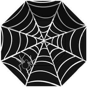 Halloween Örümcek Sekizgen Siyah Tabak