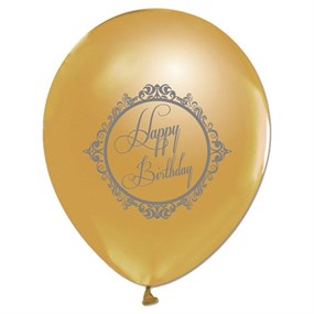 Happy Birthday Baskılı Gold Balon 10 Adet