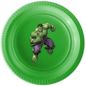 Hulk Stickerlı Plastik Tabak - 5 Adet