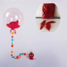 Kırmızı Şeffaf Balon Tüyü - 100 Adet
