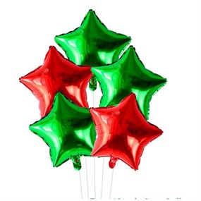Kırmızı Yeşil Yıldız 5li Folyo Balon Seti 
