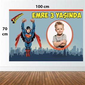 Kişiye Özel Superman Doğum Günü Afişi - 4 Boy Seçenekli