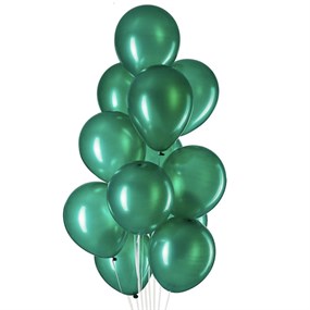 Koyu Yeşil Metalik Baskısız Lateks Balon - 5 Adet