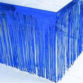 Lacivert Işıltılı Püsküllü Masa Eteği - 360 cm x 76 cm