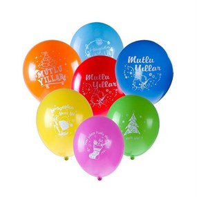 Mutlu Yıllar Baskılı Yılbaşı Balonu - 5 Adet