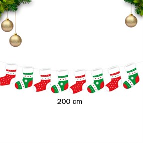 Noel Çorabı Temalı Yılbaşı Banner 200 cm