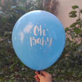 Oh Baby Baskılı Mavi Balon - 10 Adet