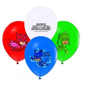 PJ Masks Pijamaskeliler Doğum Günü Baskılı Lateks Balon - 5 Adet