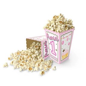 Prenses 1 Yaş Yazılı Pembe Mısır Popcorn Kutusu
