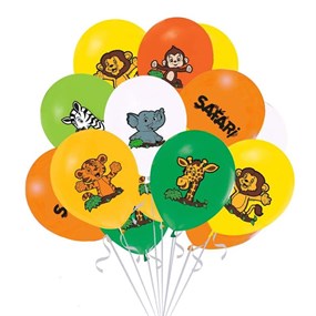 Safari Sevimli Hayvanlar Baskılı Balon - 5 Adet