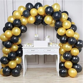 Siyah Gold Metalik Balonlu Zincir Balon Seti 
