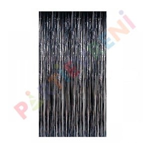 Siyah Işıltılı Püsküllü Arka Fon Perdesi 100x200 cm