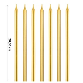 Uzun Gold Çubuk Mum 20 cm - 7 adet