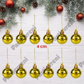 Yılbaşı Ağacı Gold Top Süs - 12 Adet - 3.5 cm