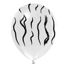 Zebra Baskılı Beyaz Balon 5 Adet