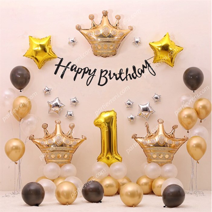 Yaş Seçenekli Gold Siyah Temalı Doğum Günü Balon Seti 57 Parça