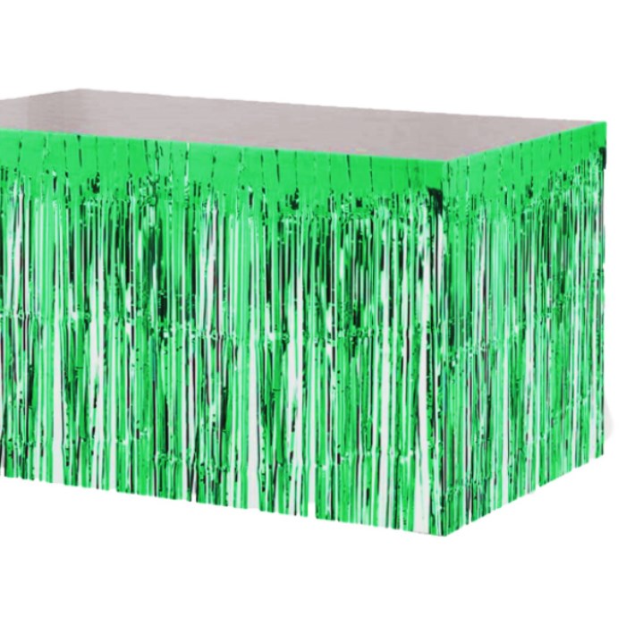 Yeşil Işıltılı Püsküllü Masa Eteği - 4 m x 75cm